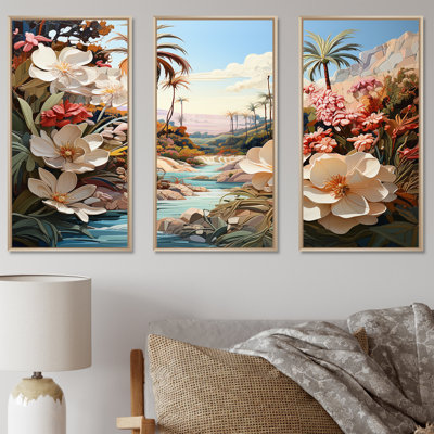 Ensemble de décoration murale Palm Trees Coastal Charm I - Fleurs