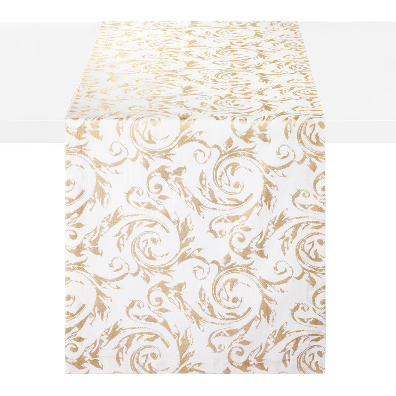 Palazzo Scroll Pearl 90" Runner, Gold