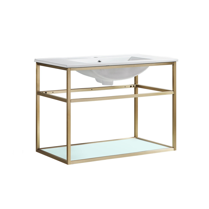 Ensemble de meuble-lavabo simple 30 po avec tablette ouverte Pierre, Doré