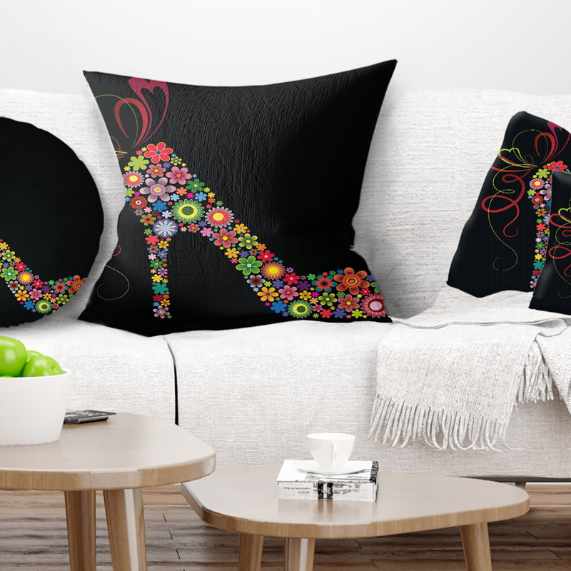 Chaussure colorée avec un arc - Coussin imprimé animal, 16 po x 1 po, Coussin décoratif