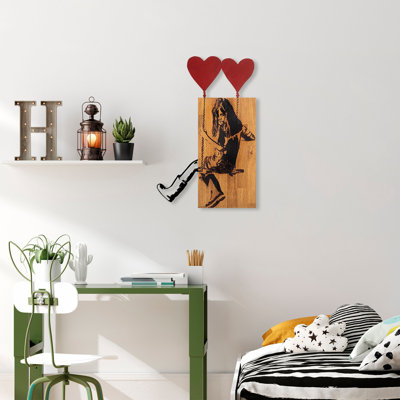 Elegant Decorative Wooden Wall Accessory, Walnut & Black, 19.7 x 31.5 inches | 100% Wood (Thickness: 1.2 inches) & Metal, Unique Color Variations for Stylish Home Decor | Easy Wall Mount Design, Perfect for Living Room or Office