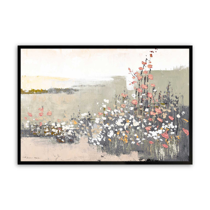 «Floral Haze» sur papier, Cadre noir satiné, H 13 po x l 17 po