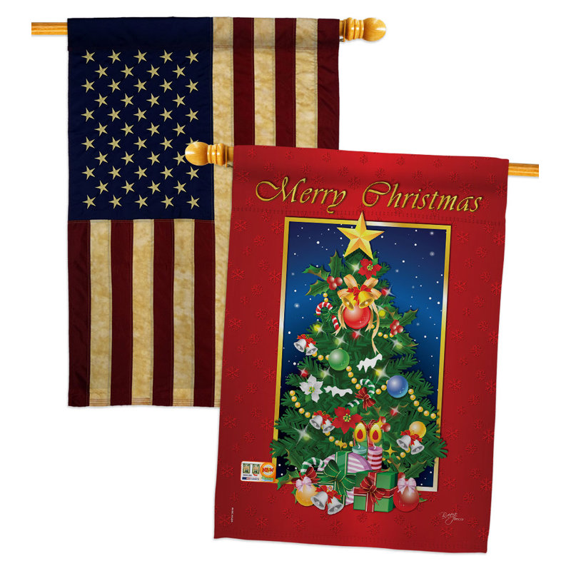 Double Sided 40'' H x 28'' W Polyester Christmas House Flag