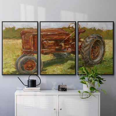 Rustic Tractors II - 3 pièces, reproduction sur toile