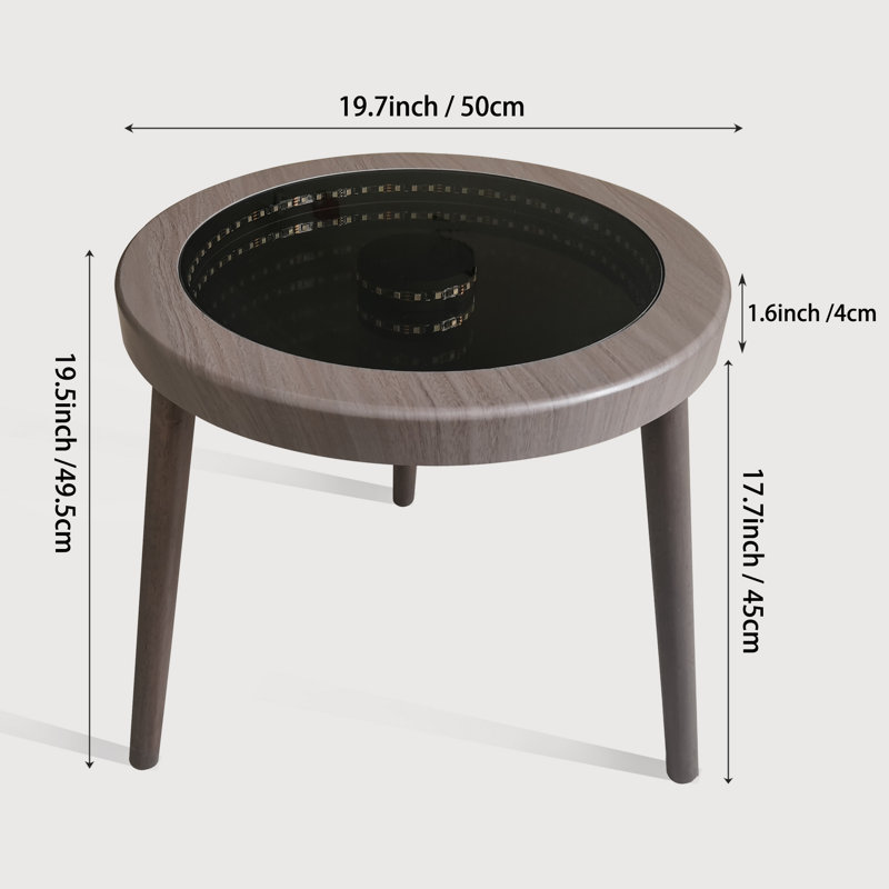Table basse Infinity Mirror, Noir, Brun