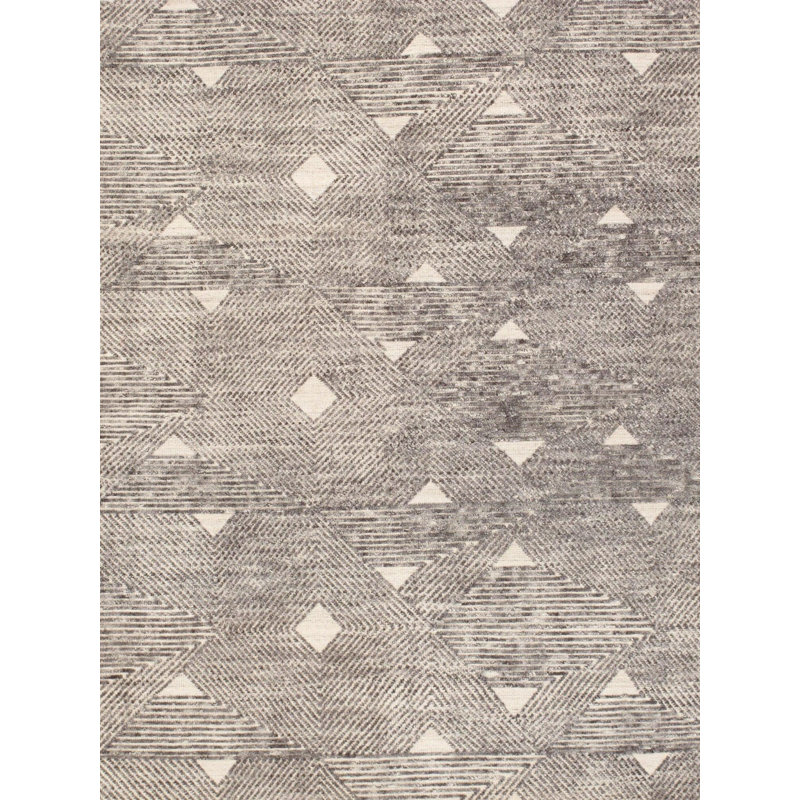 Tapis géométrique beige / brun en laine et en coton noué à la main 9 pi 2 po x 12 pi 2 po Dorffman