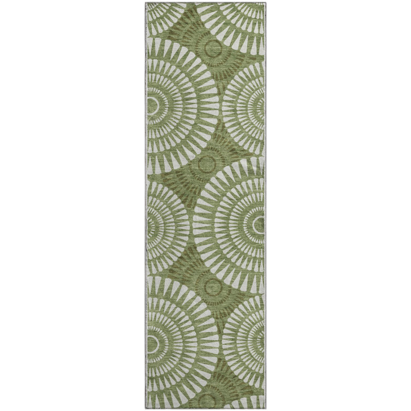 Tapis vert Prisco lavable à la machine de qualité supérieure, Tapis de couloir 2 pi 3 po x 7 pi 6 po