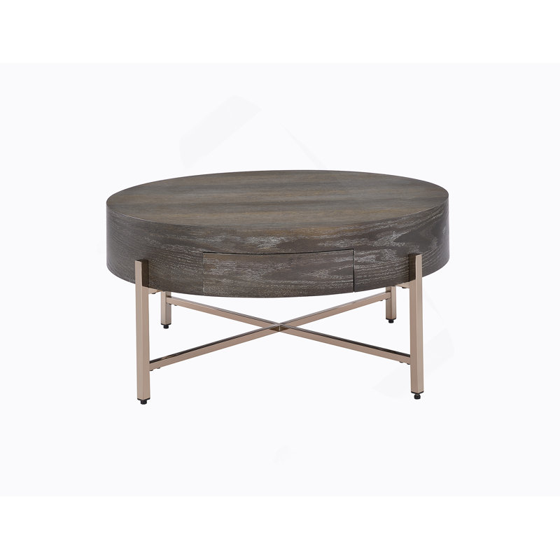 Table basse brun clair et champagne