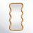 Brown Wood Abstract Wavy Room Wall Mirror with Dimensional Carved Frame
