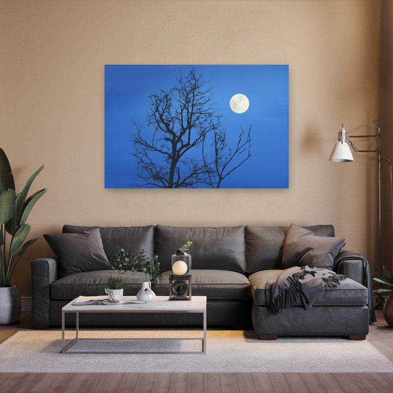Arbre au clair de lune, silhouette, nature mystique, paisible, impression d'art mural, H 40 po x l 60 po