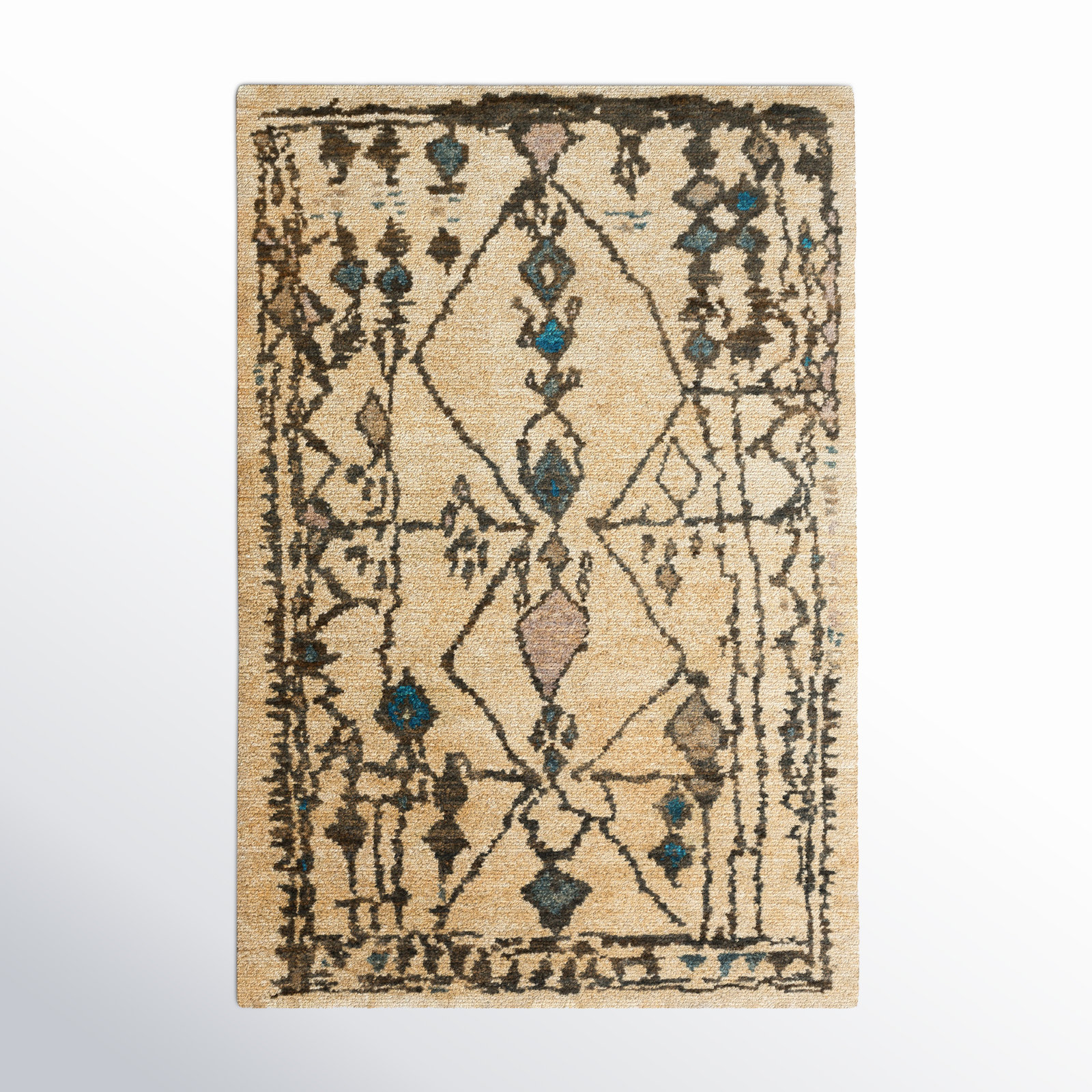 Semele Brown Hand-Knotted Jute Rug, Rectangle 2' x 3'