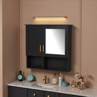 2-In-1 Bathroom Mirror Cabinet, 30 Inch Wall Mounted Medicine Cabinet With Adjustable Shelves & Soft Close Doors, High-Define Mirror With Storage For Bathroom Vanity