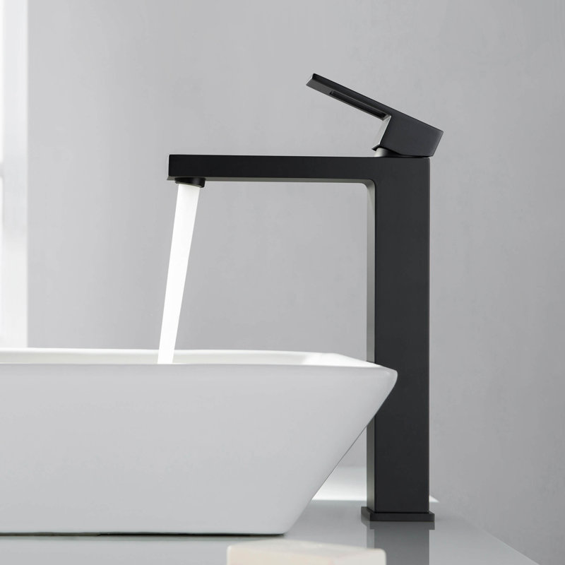 Cube Single-handle Bathroom Faucet, Matte Black, Without Pop Up Drain