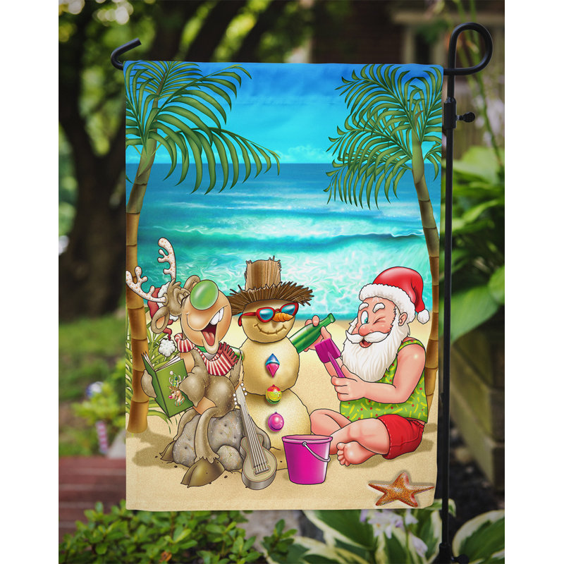 Drapeau de Noël Daghmar Beach Santa Claus and Sandman, H 15 po x l 11 po