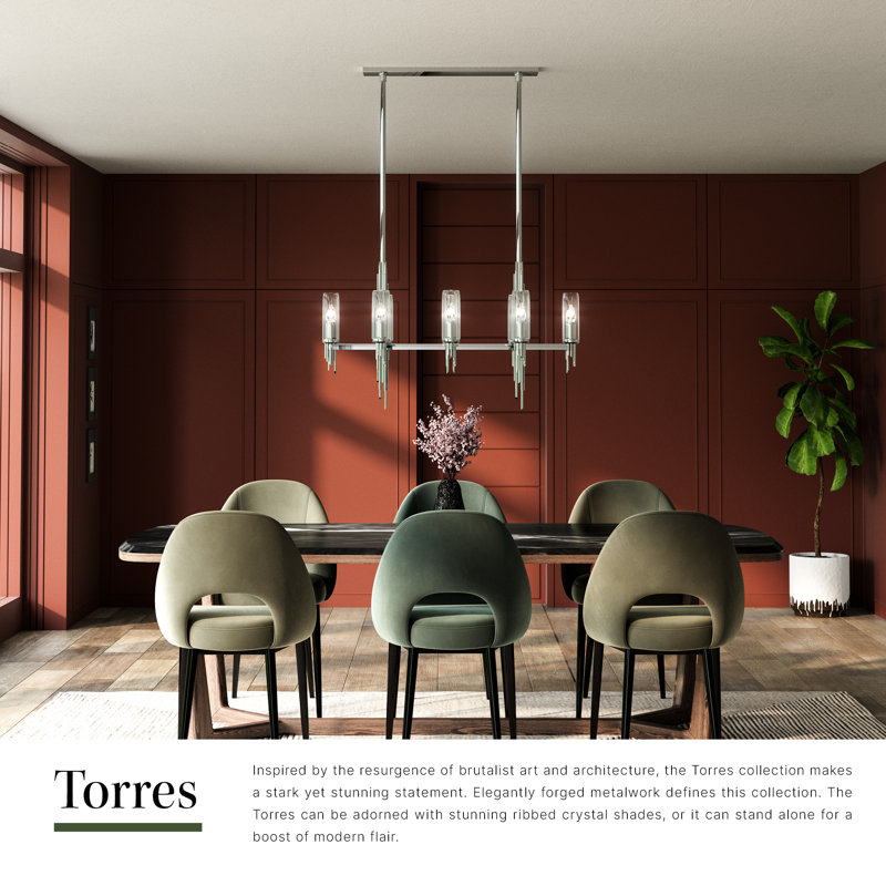 Torres 8 - Light Pendant, Vintage Brass/Clear Ribbed