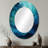 Aqua Blue And White Serenity Swirl II - Large Oval Wall Mirror On Metal-1140570413