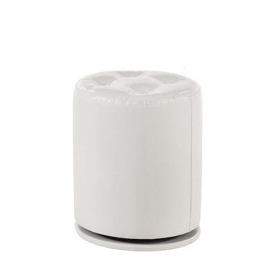 1pc Glam Contemporary Upholstered Round Swivel Vanity Stool Button Tufted Seat White