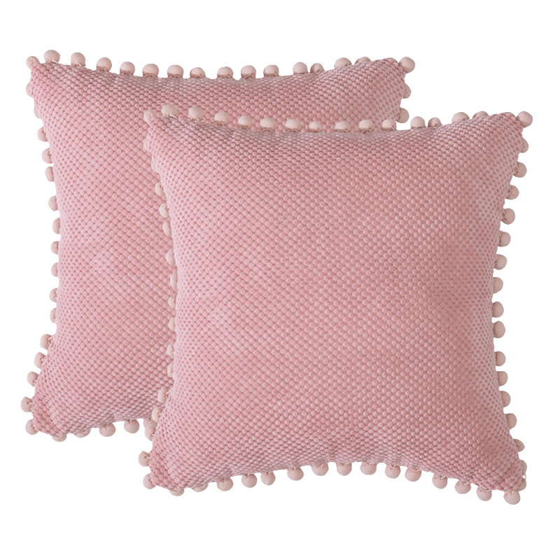  Coussin décoratif, 18 po x 18 po, Polyester/ Bourre en polyester, Rose