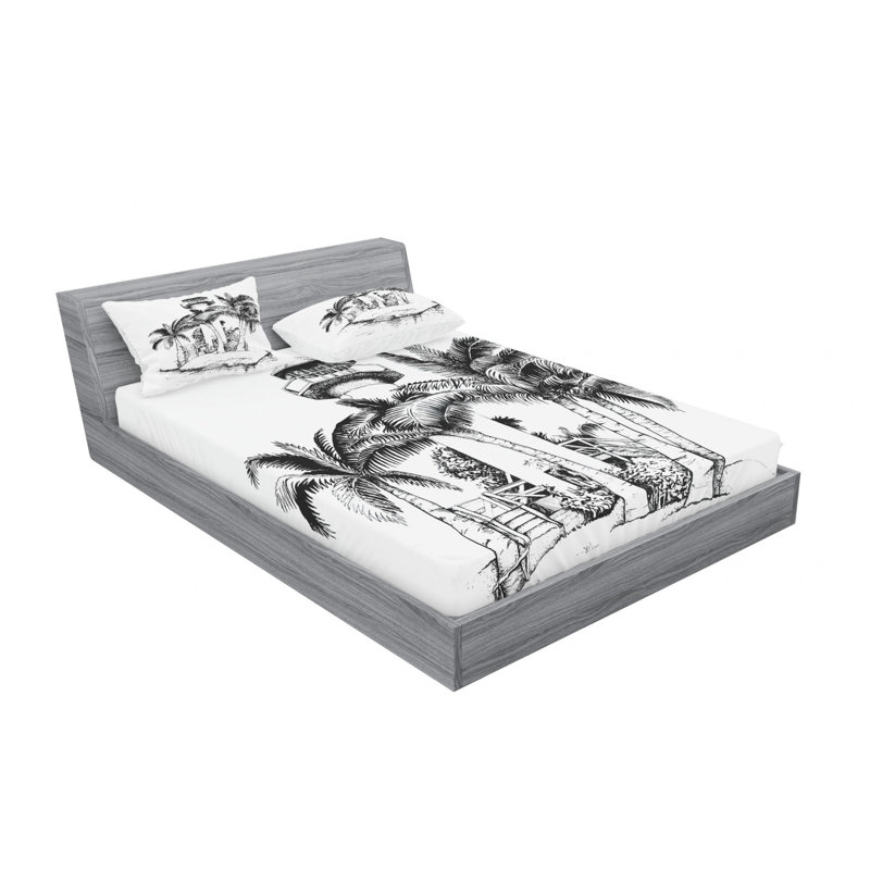 Microfiber Toile Sheet Set, Queen Sheet Set with Fitted Sheet