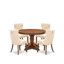 Ensemble de table de cuisine 5 pièces comprenant une table de cuisine et 4 chaises parsons en tissu de polyester vert saule avec dossier capitonné, noyer antique-1047640879-1047955801-1051816183