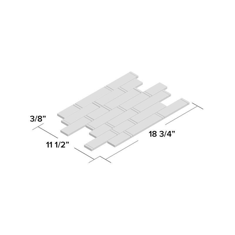 11.5" x 18" Marble Mosaic Tile in First Snow Elegance