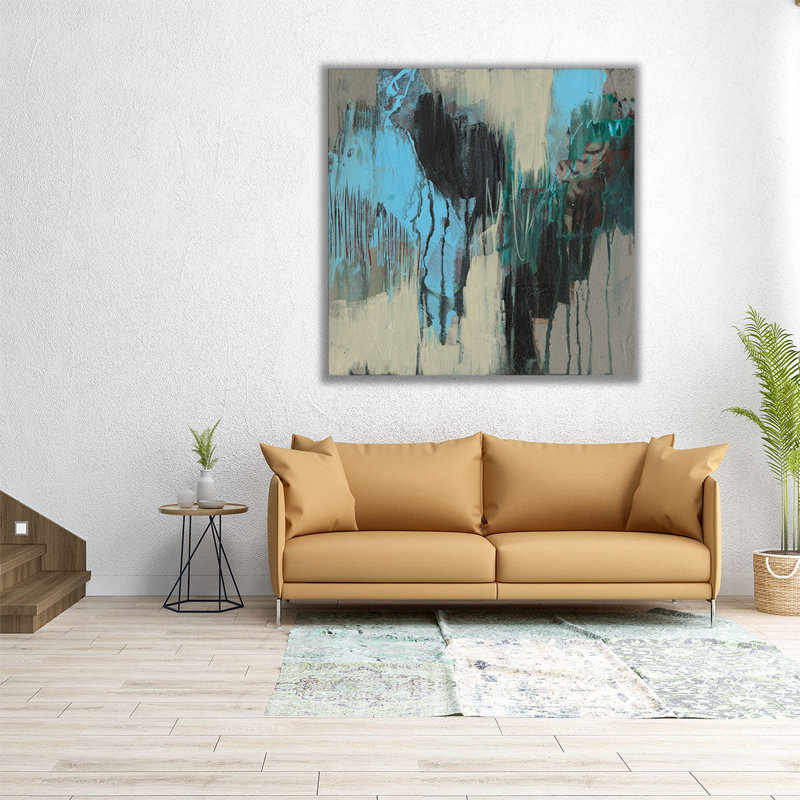 «Ocean Blue Abstract II», reproduction d'art sur toile, H 12 po x l 12 po