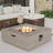 Kinzie Square Concrete Propane Smokeless Fire Pit Table with Lid-709298025