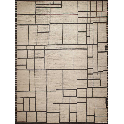 One-of-a-Kind 14'4" X 18'9" New Age Area Rug Dark Brown/Cream