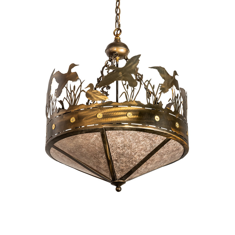 Rustic Lodge Pendant, 62" H x 24" W x 24" D, Copper