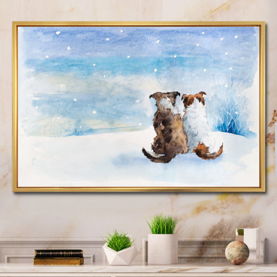 «Dogs pendant la saison de Noël», reproduction d'art sur toile
