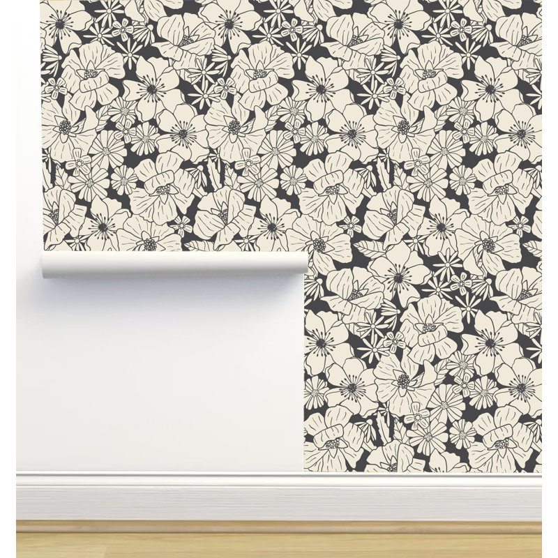 Rouleau de papier peint auto-adhésif texturé L 12 pi x l 2 po Erin Kendal Designs, Noir