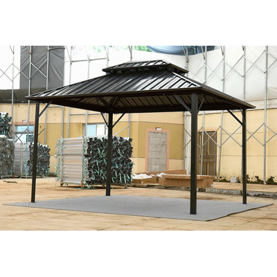 Pavillon de jardin 10 * 10FT Patic, pavillon en aluminium avec auvent en acier, pavillon permanent pour terrasse, jardin, cour arrière