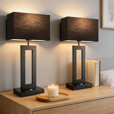 Ensemble de 2 lampes de table modernes à contrôle tactile avec gradation continue, 3 températures de couleur, 2 ports USB et prise de courant CA pour la table de chevet ou le salon