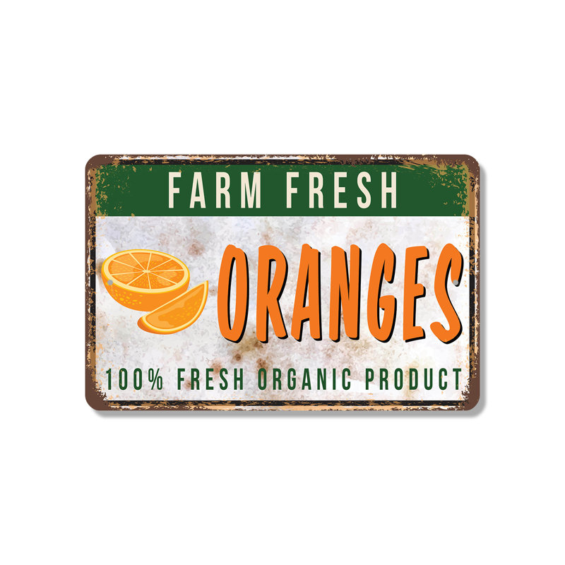 Enseigne en plastique 8 po x 12 po Farm Fresh Oranges