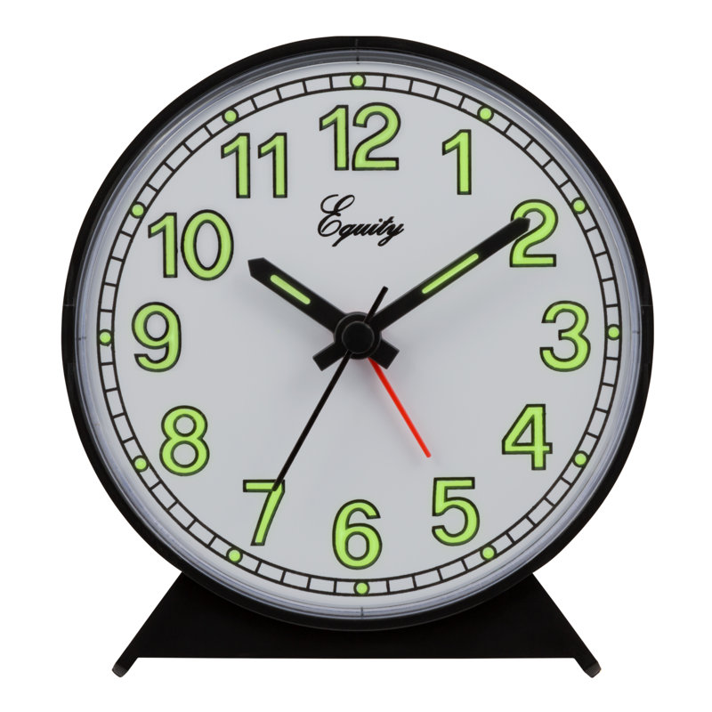 Analogue Quartz Movement / Crystal Tabletop Clock with Alarm in Black