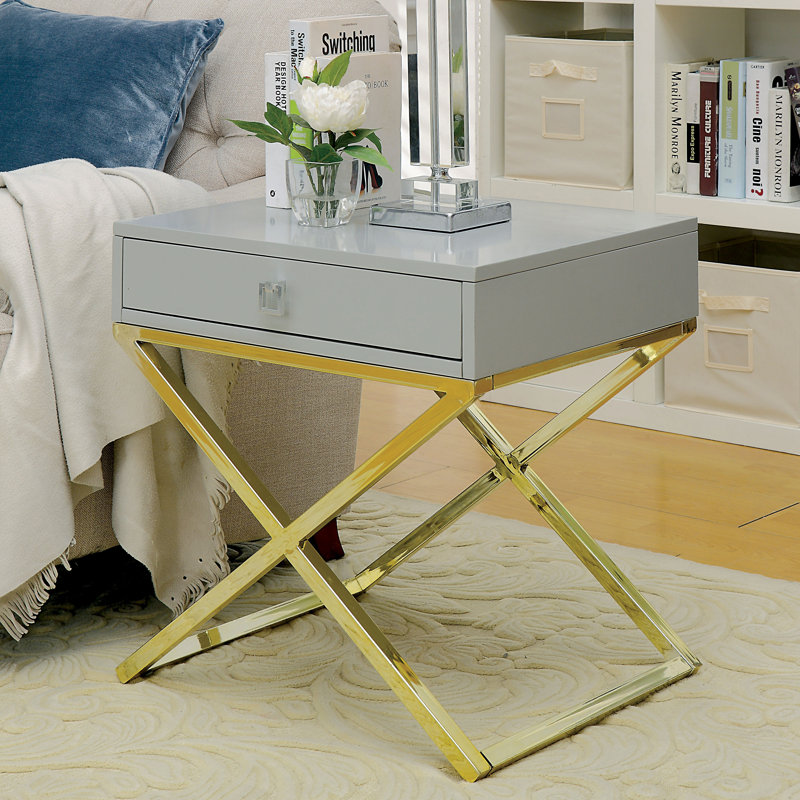 End Table with Storage, Gray