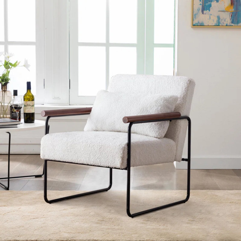 Chaise d'appoint moderne 26 po avec accoudoirs en bois massif Popkin
