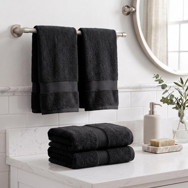 Coton luxueux et hautement absorbant Renata, Noir