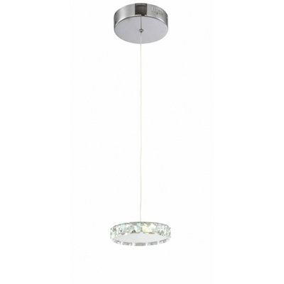Modern 1 Light LED Halo Crystal Pendant