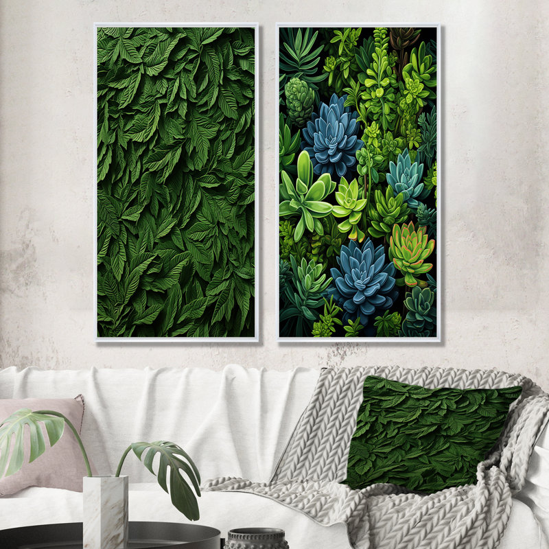 Ensemble de salon Herbs Rosemary Whispers II - Herbs Wall Art, Cadre flottant blanc, H 32 po x l 33 po