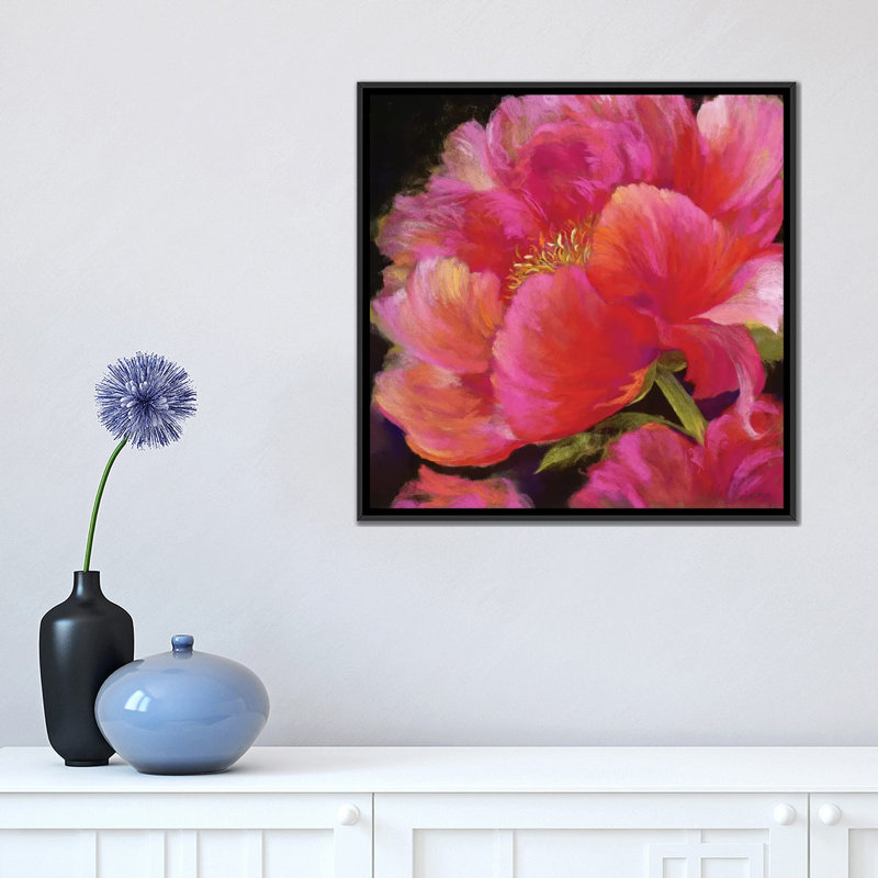 «Hot Pink», reproduction sur toile, H 18 po x l 18 po x P 1,5 po, Toile avec cadre flottant noir, Pas de tapis