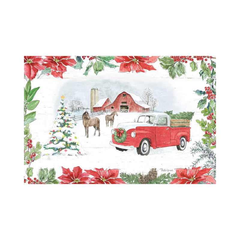 Farmhouse Holidays I 1 Piece Wrapped Canvas Wall Art, 30.48 cm H x 45.72 cm W