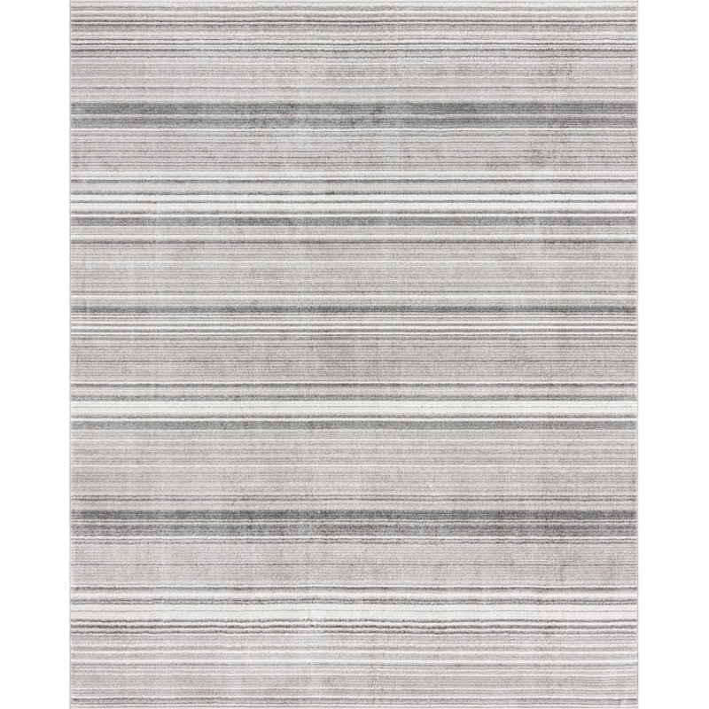Tapis rayé Osteen, Rectangle 9 pi x 12 pi, Gris