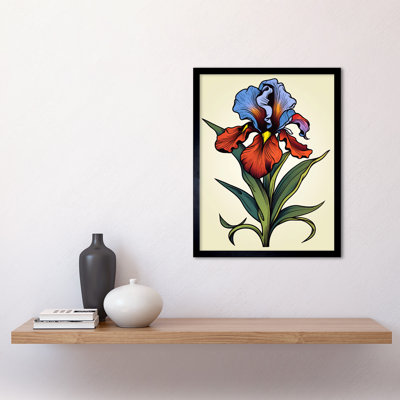 Abroms Iris Flower Old School USA Tattoo Ink Body Art Americana 50s 1 Piece Single Picture Frame Wall Art