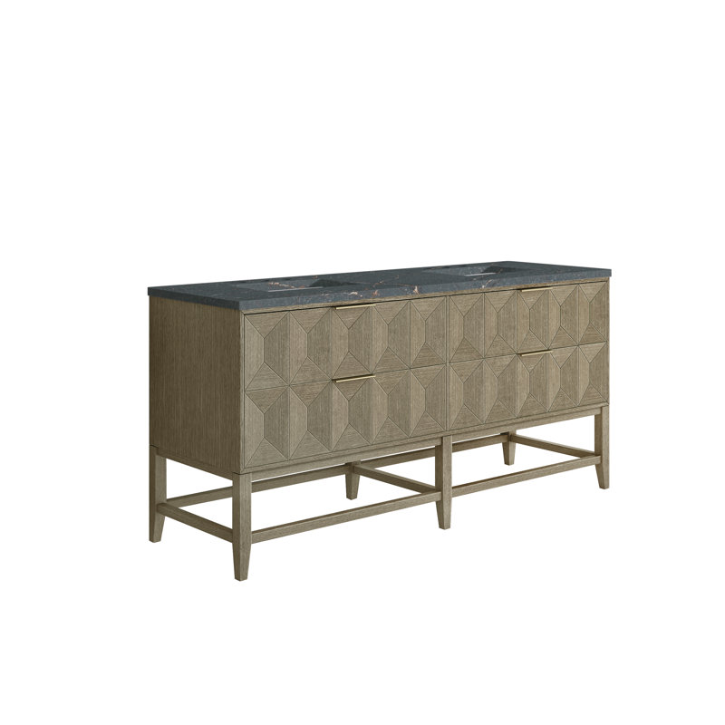 Ensemble de meuble-lavabo double 72 po Emmeline, Quartz bleu Parisien, 8 po