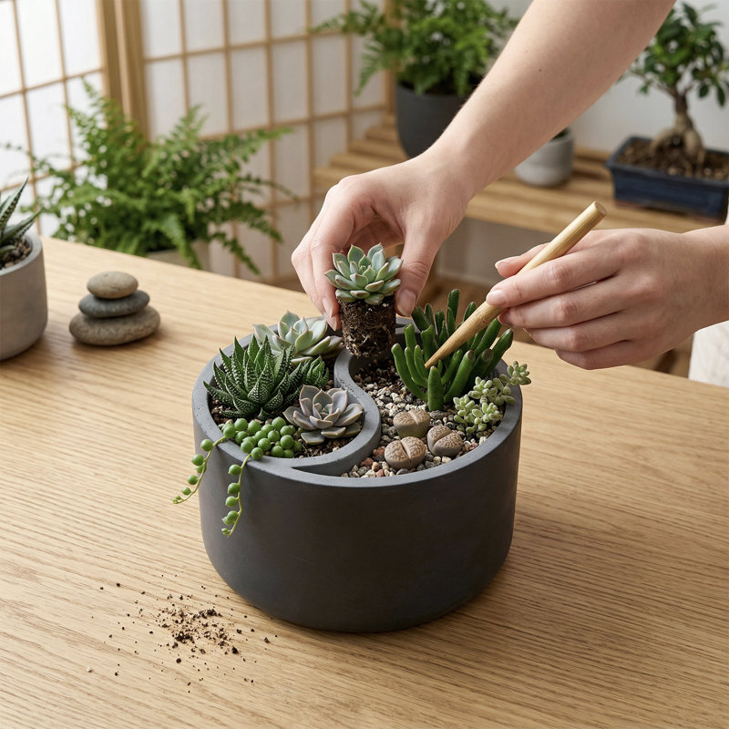 Indoor 8-Inch Concrete Flower Pot Planter, 5.43" H x 8.22" W x 8.22" D
