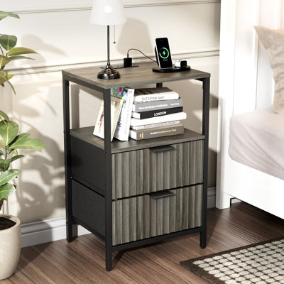 15 Inches Wide Odriscoll - 2 Drawers, 1 Shelf, US Power Outlet