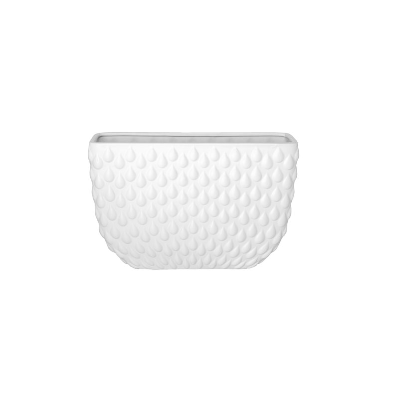 Vase en céramique rectangulaire blanc mat