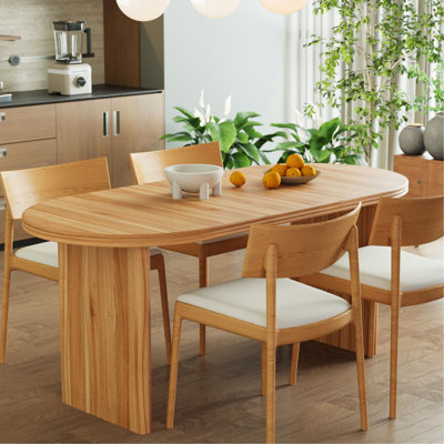 55.12"-70.87"Modern Extendable Dining Table with removable extension leaves,Mid-century modern style home table,Suitable for dining rooms, kitchens, and living rooms