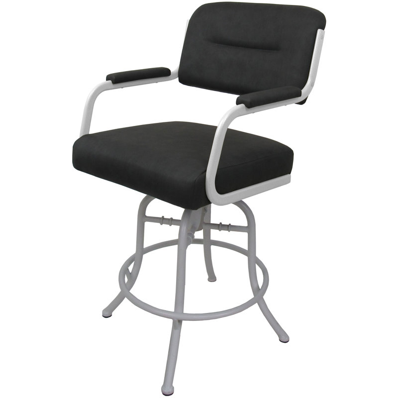 Tabouret de bar pivotant 30 po Jomiah, Blanc, Gris foncé